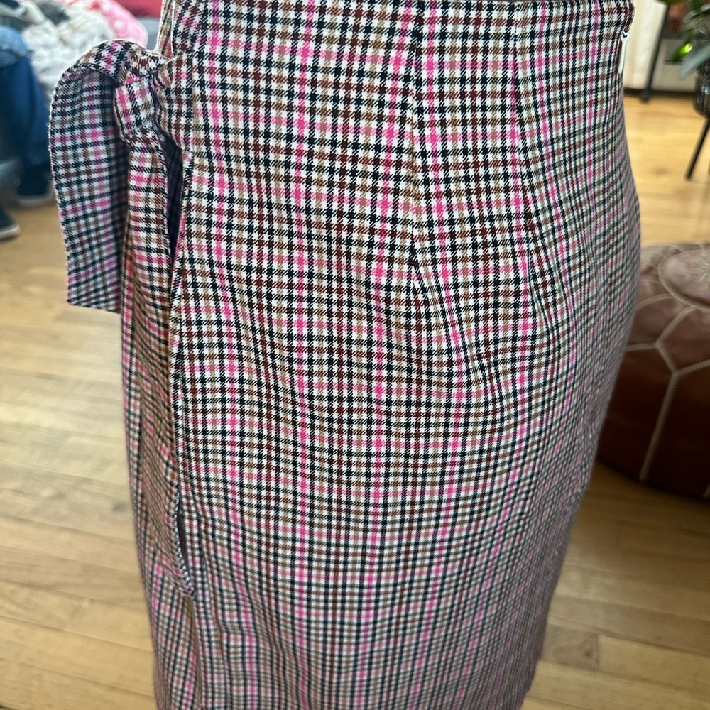 LOFT Pink and Black Plaid Pencil Skirt